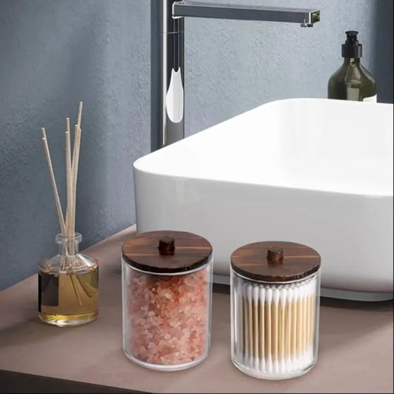 Clear Cotton Swab Storage Box – 2/3-Piece Set with Lids, Bathroom Organizer