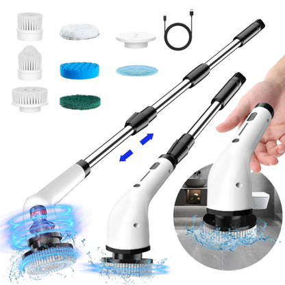 Cordless Electric Spin Scrubber – USB-C Rechargeable, 2-Speed, IPX7 Waterproof & 4 Replaceable Heads