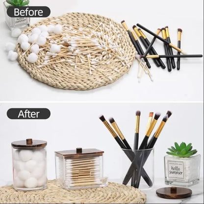 Clear Cotton Swab Storage Box – 2/3-Piece Set with Lids, Bathroom Organizer