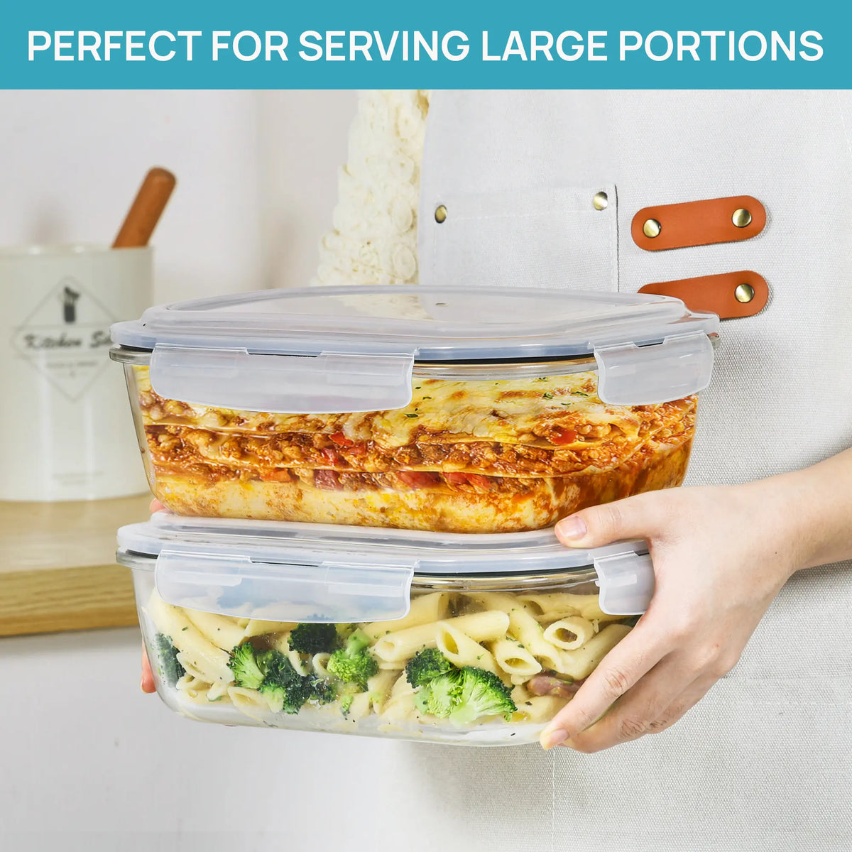 Vtopmart Glass Food Storage Containers – 2/18-Piece Set, Airtight & Leakproof Lids