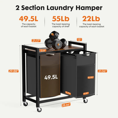 Sweetcrispy Rolling Laundry Hamper – Removable Bag, Freestanding Clothes Organizer with Wheels
