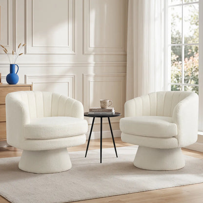 Ebello Lambswool Vanity Chair – 360° Swivel Round Accent Chair