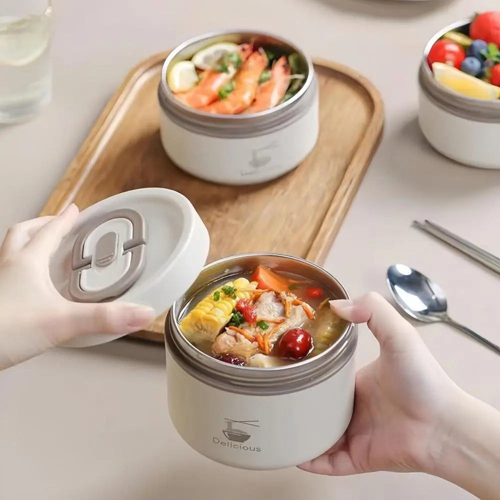 Stainless Steel Lunch Box Set – 3/4-Piece Stackable Containers with Cooler Compartment & Insulated Bag