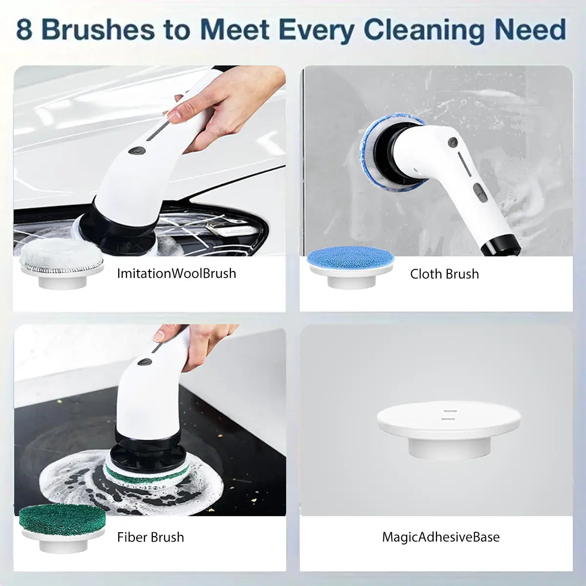 Cordless Electric Spin Scrubber – USB-C Rechargeable, 2-Speed, IPX7 Waterproof & 4 Replaceable Heads