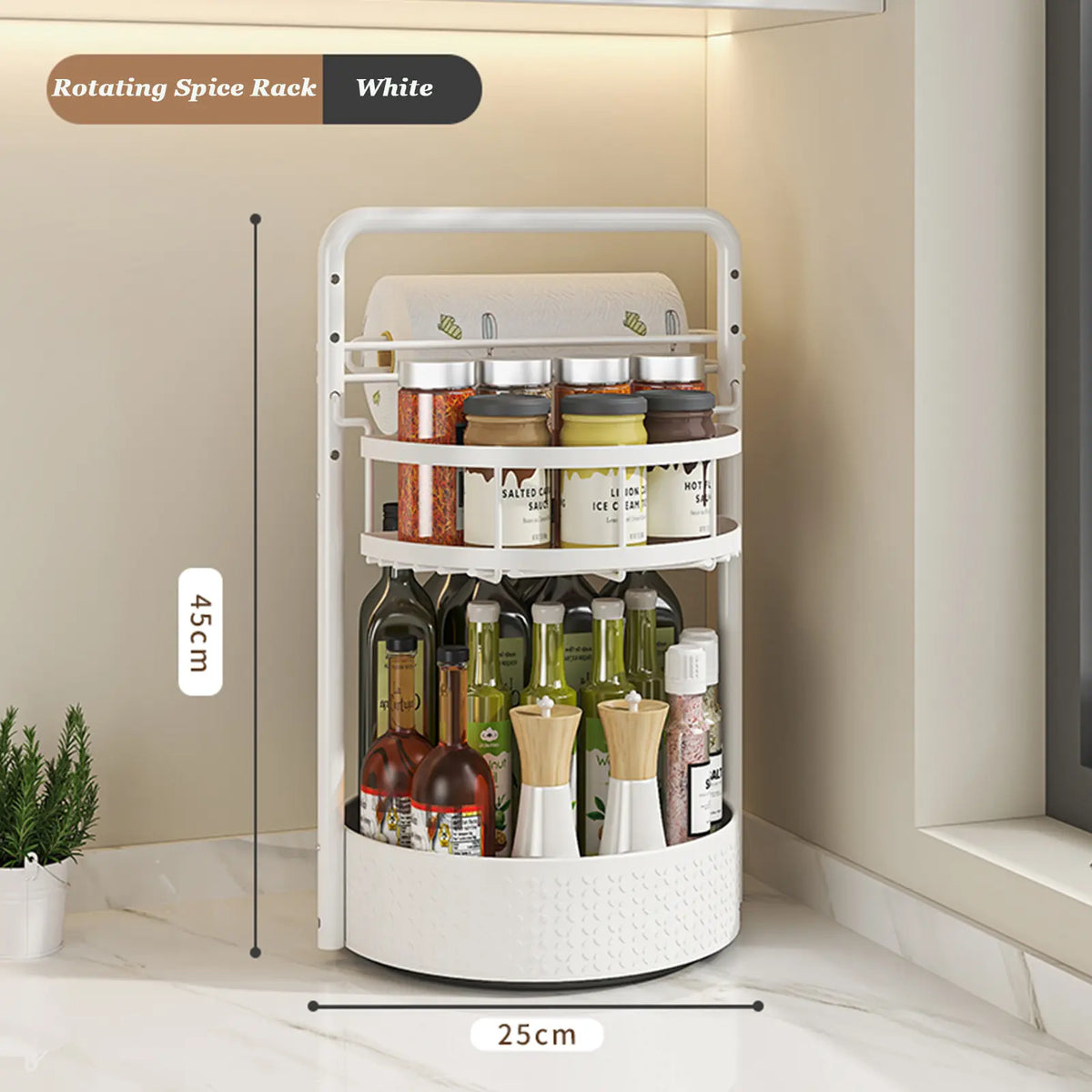 San Dream 2-Tier Rotating Spice Rack – Adjustable Lazy Susan Organizer for Kitchen Countertop & Pantry