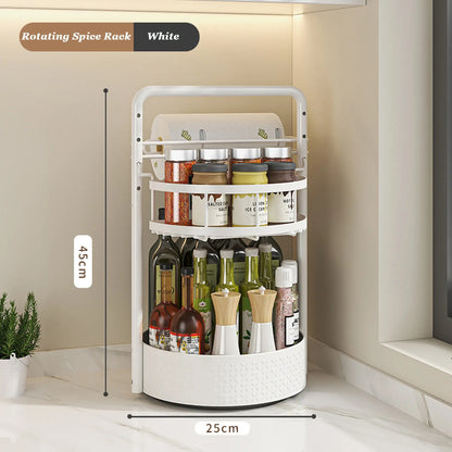 San Dream 2-Tier Rotating Spice Rack – Adjustable Lazy Susan Organizer for Kitchen Countertop & Pantry