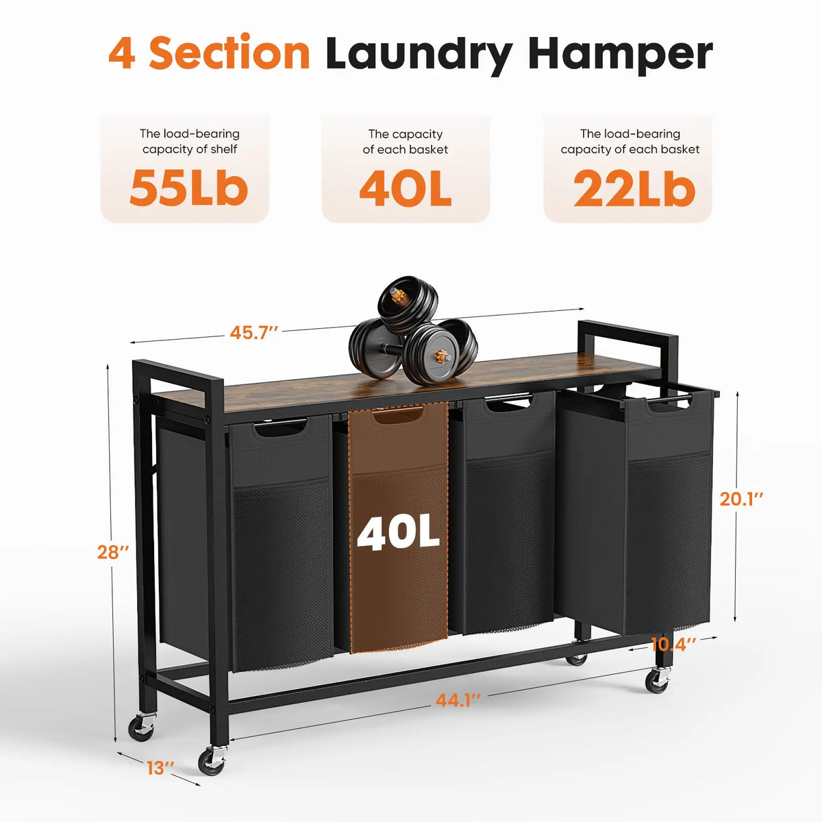 Sweetcrispy Rolling Laundry Hamper – Removable Bag, Freestanding Clothes Organizer with Wheels