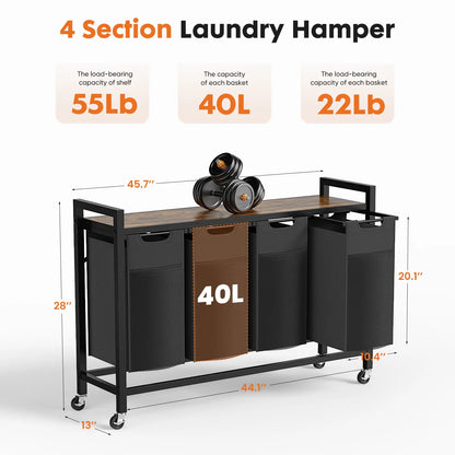 Sweetcrispy Rolling Laundry Hamper – Removable Bag, Freestanding Clothes Organizer with Wheels
