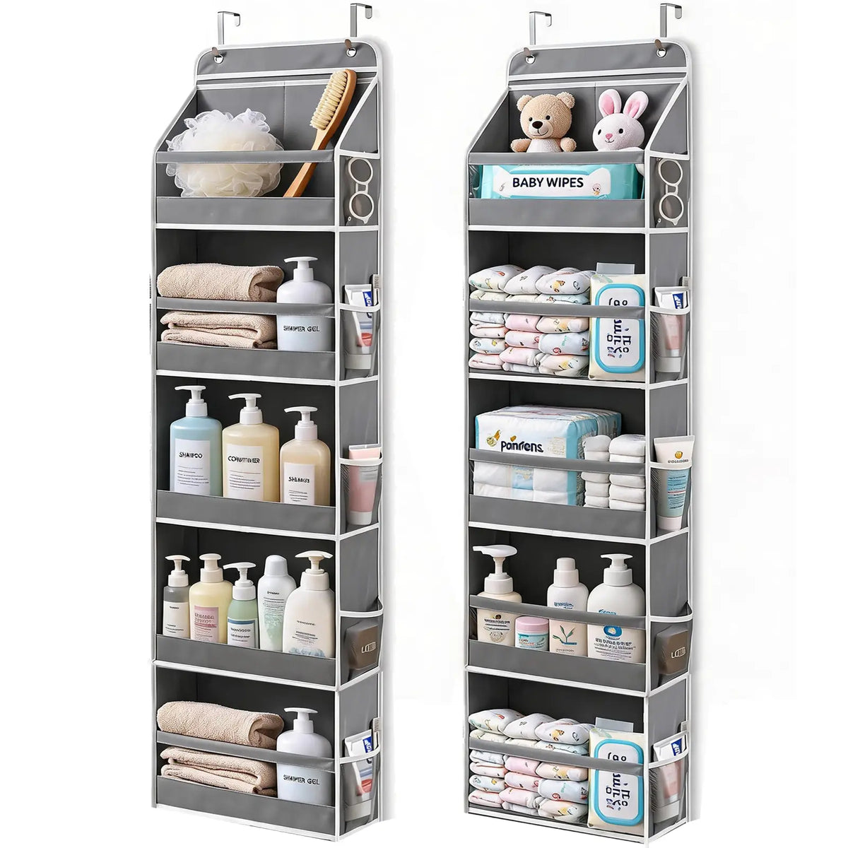 5-Tier Over-the-Door Organizer – 10 Large Pockets, 60-Lb Capacity, Space-Saving Storage