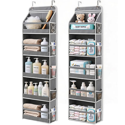 5-Tier Over-the-Door Organizer – 10 Large Pockets, 60-Lb Capacity, Space-Saving Storage