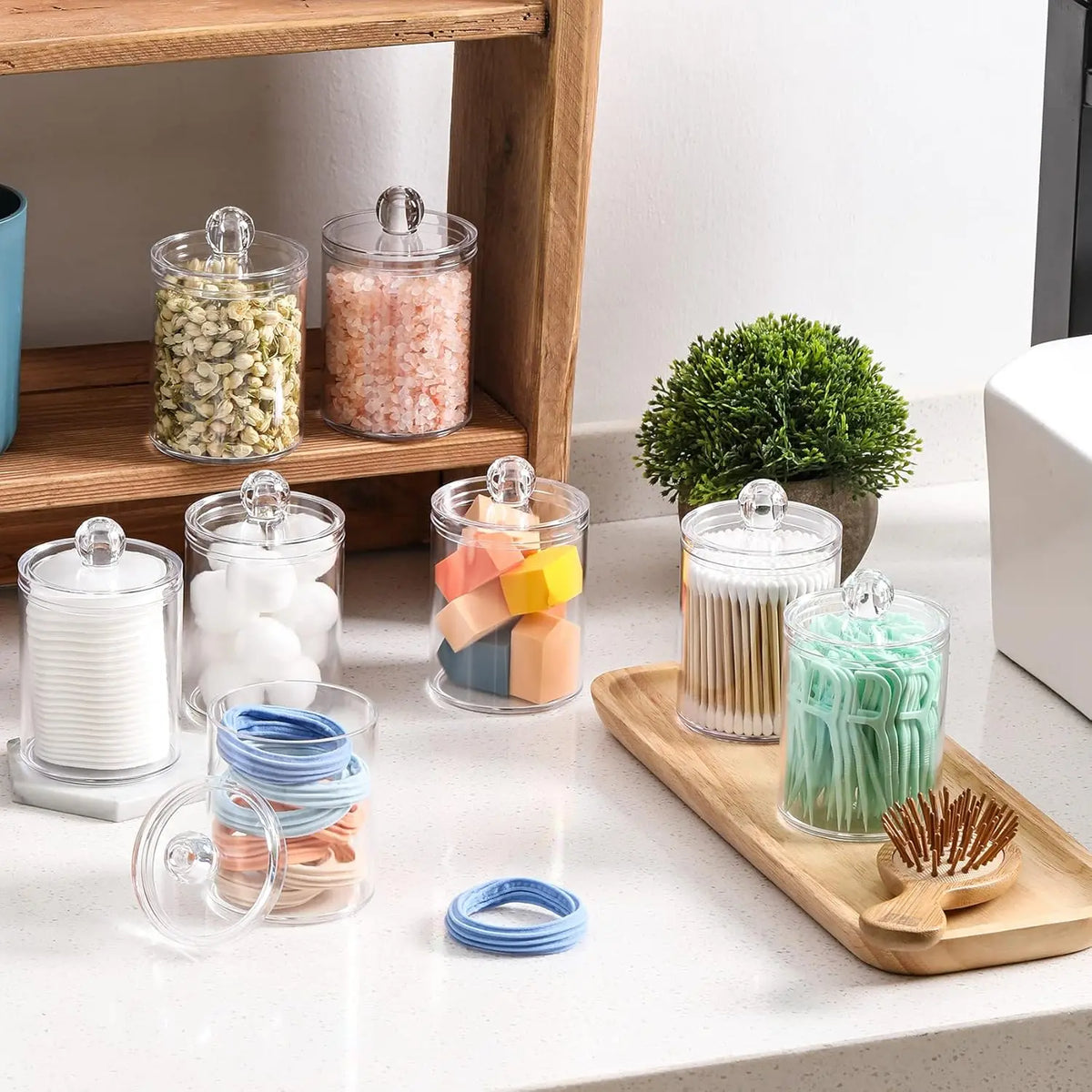 Clear Cotton Swab Storage Box – 2/3-Piece Set with Lids, Bathroom Organizer
