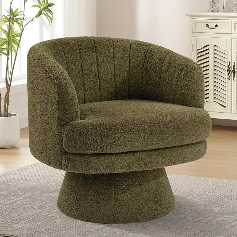 Ebello Lambswool Vanity Chair – 360° Swivel Round Accent Chair