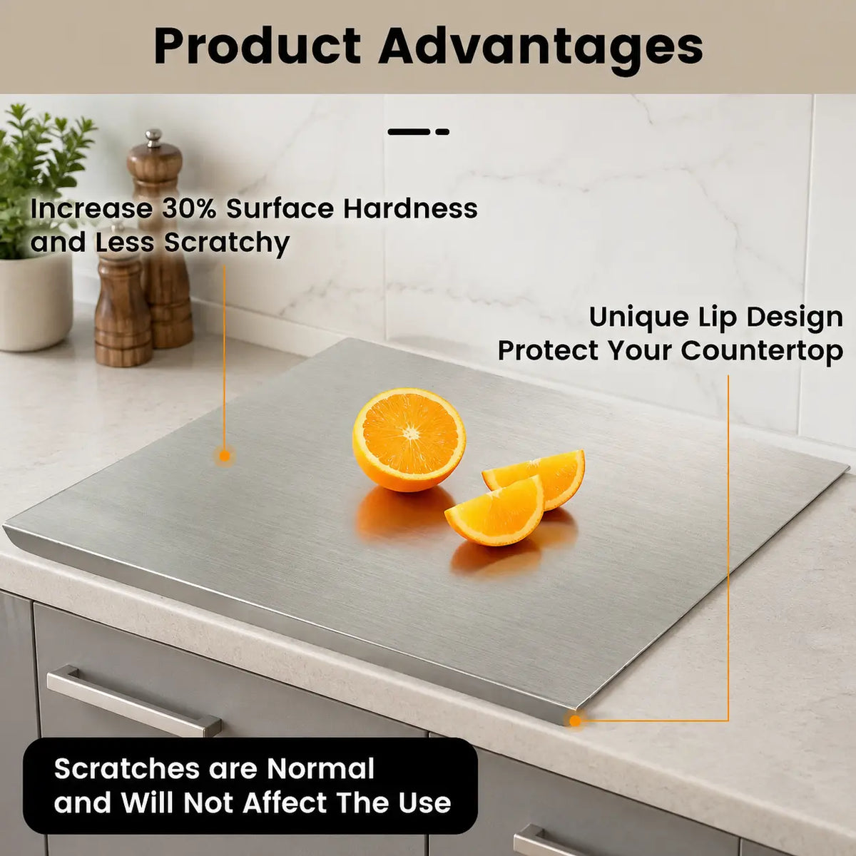 Stainless Steel Chopping Board – Anti-Slip, Mold-Resistant Kitchen Cutting Board
