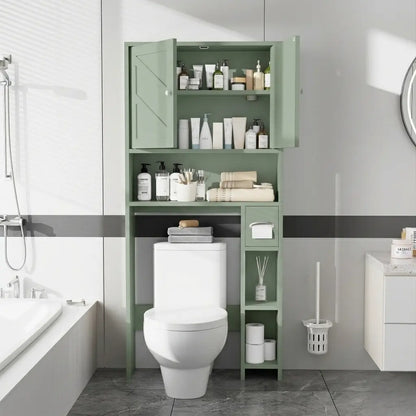 Walsunny Over-the-Toilet Storage Cabinet – Farmhouse Bathroom Organizer with Barn Doors