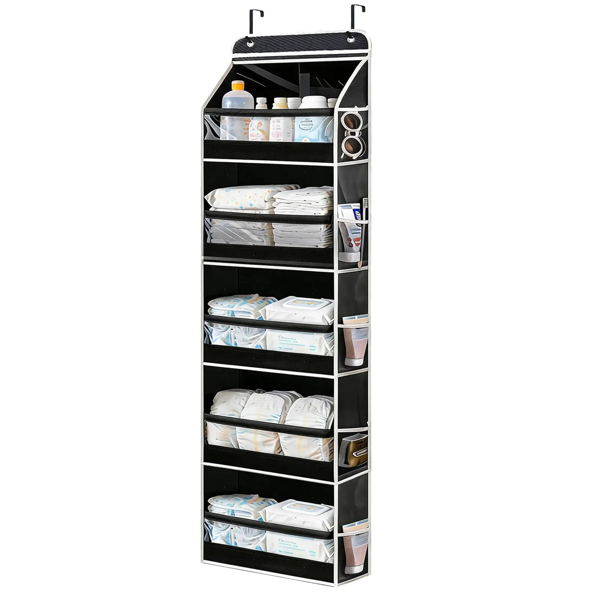 5-Tier Over-the-Door Organizer – 10 Large Pockets, 60-Lb Capacity, Space-Saving Storage