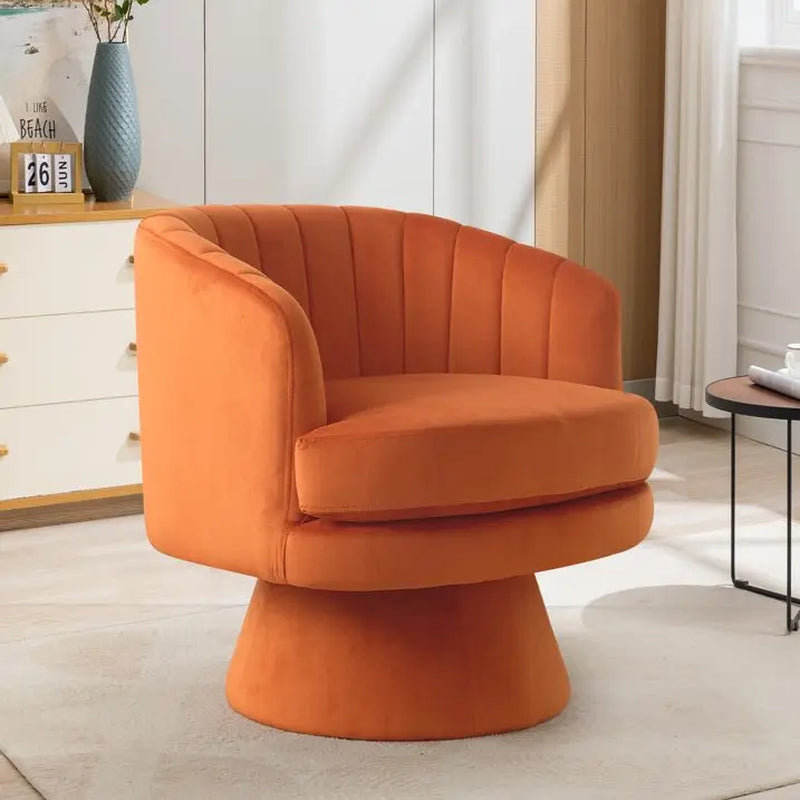 Ebello Lambswool Vanity Chair – 360° Swivel Round Accent Chair