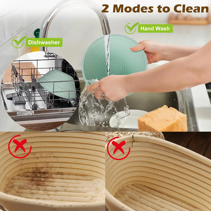 Silicone Bread Basket Set – Round & Oval Sourdough Proofing Baskets with Baking Tools