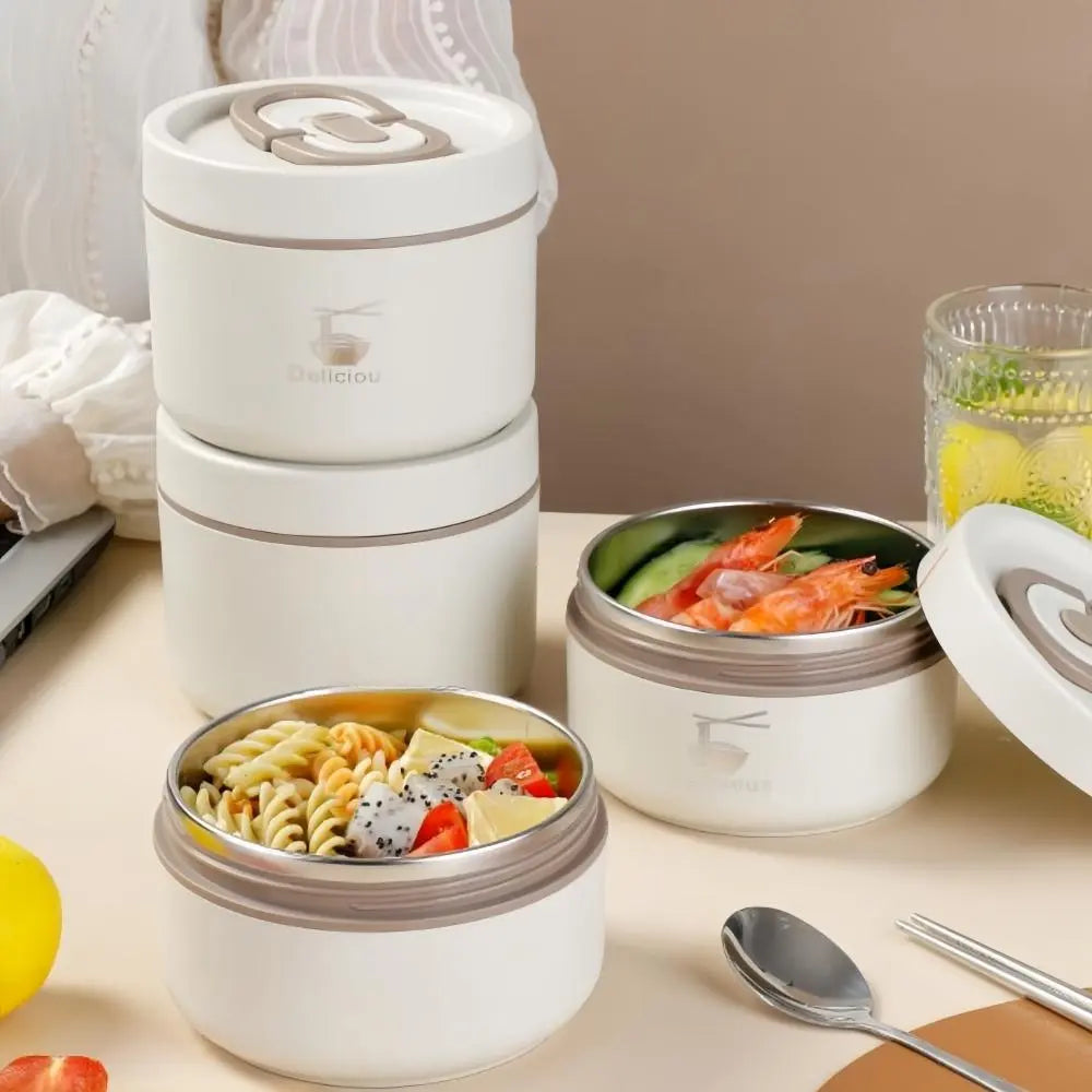 Stainless Steel Lunch Box Set – 3/4-Piece Stackable Containers with Cooler Compartment & Insulated Bag