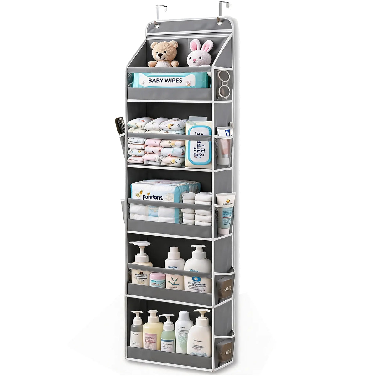 5-Tier Over-the-Door Organizer – 10 Large Pockets, 60-Lb Capacity, Space-Saving Storage
