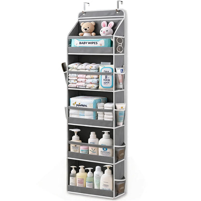5-Tier Over-the-Door Organizer – 10 Large Pockets, 60-Lb Capacity, Space-Saving Storage