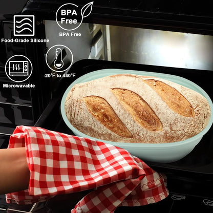 Silicone Bread Basket Set – Round & Oval Sourdough Proofing Baskets with Baking Tools