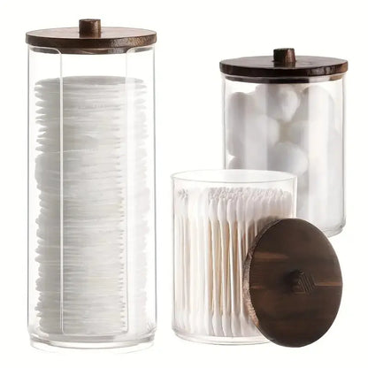 Clear Cotton Swab Storage Box – 2/3-Piece Set with Lids, Bathroom Organizer