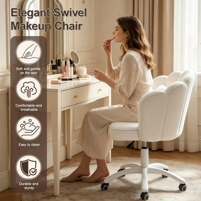 Cute Petal Office Chair – Modern Fabric Butterfly Desk & Makeup Chair, Height Adjustable