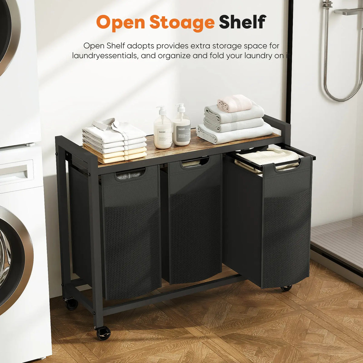 Sweetcrispy Rolling Laundry Hamper – Removable Bag, Freestanding Clothes Organizer with Wheels