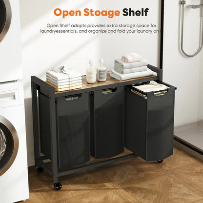 Sweetcrispy Rolling Laundry Hamper – Removable Bag, Freestanding Clothes Organizer with Wheels