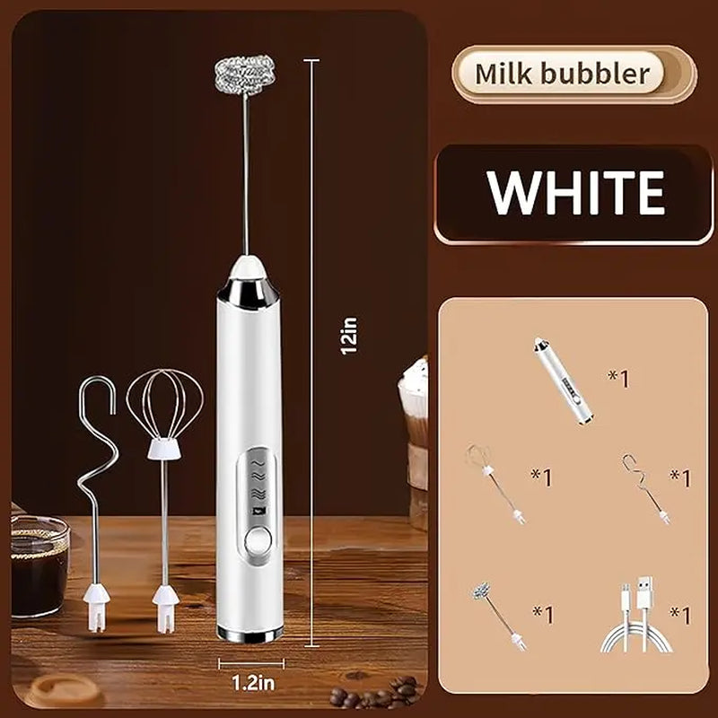 Cordless Milk Frother – 3-Speed, Rechargeable & Self-Cleaning with 3 Whisks