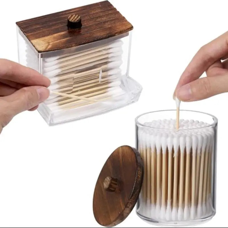 Clear Cotton Swab Storage Box – 2/3-Piece Set with Lids, Bathroom Organizer