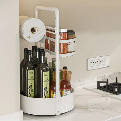 San Dream 2-Tier Rotating Spice Rack – Adjustable Lazy Susan Organizer for Kitchen Countertop & Pantry