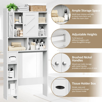 Walsunny Over-the-Toilet Storage Cabinet – Farmhouse Bathroom Organizer with Barn Doors