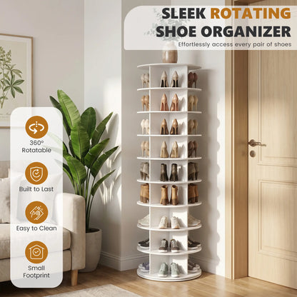 Sweetcrispy 360° Rotating Shoe Rack – Multi-Shelf Vertical Organizer for Shoes & Handbags
