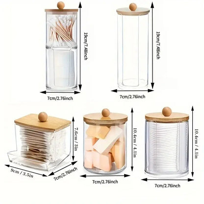 Clear Cotton Swab Storage Box – 2/3-Piece Set with Lids, Bathroom Organizer