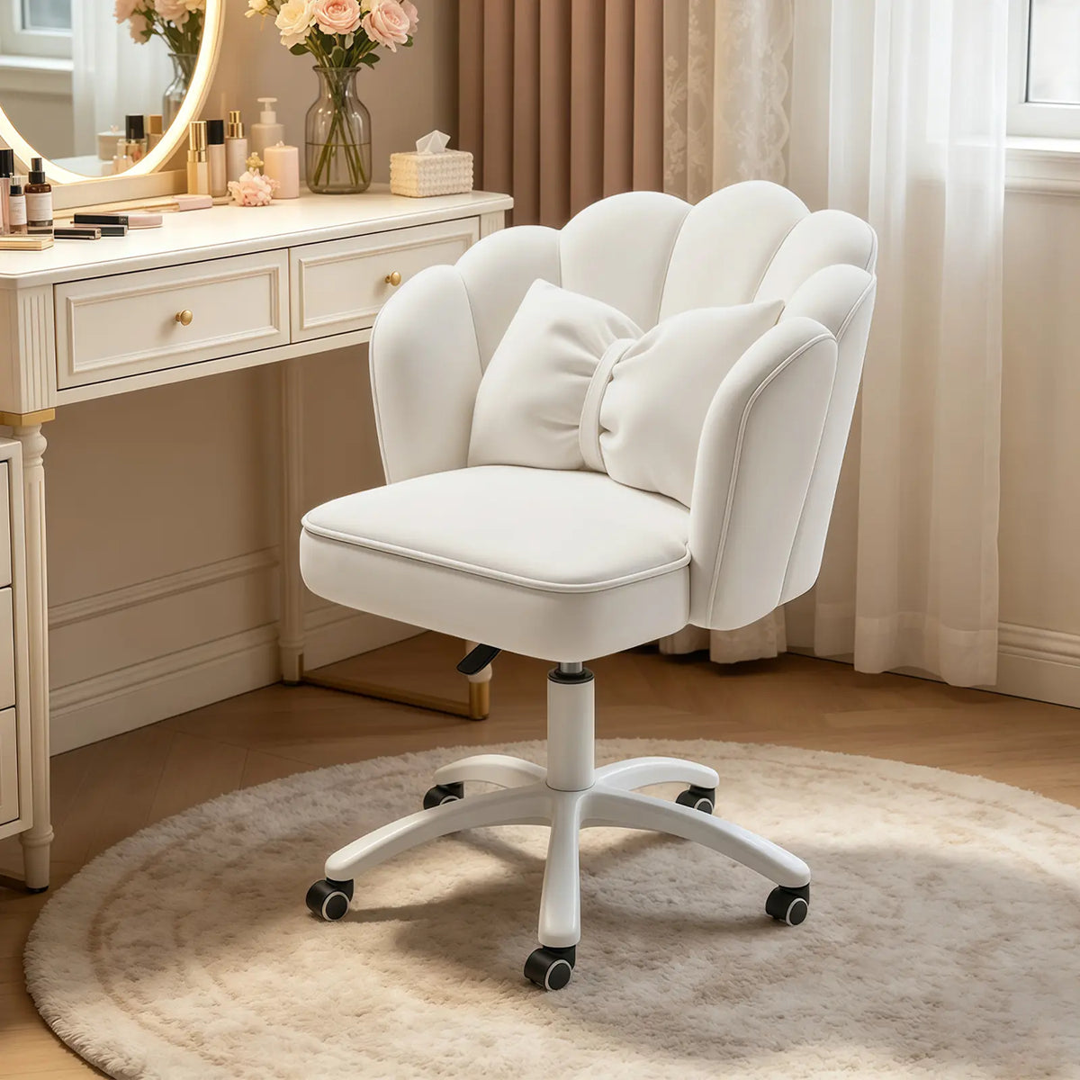 Cute Petal Office Chair – Modern Fabric Butterfly Desk & Makeup Chair, Height Adjustable