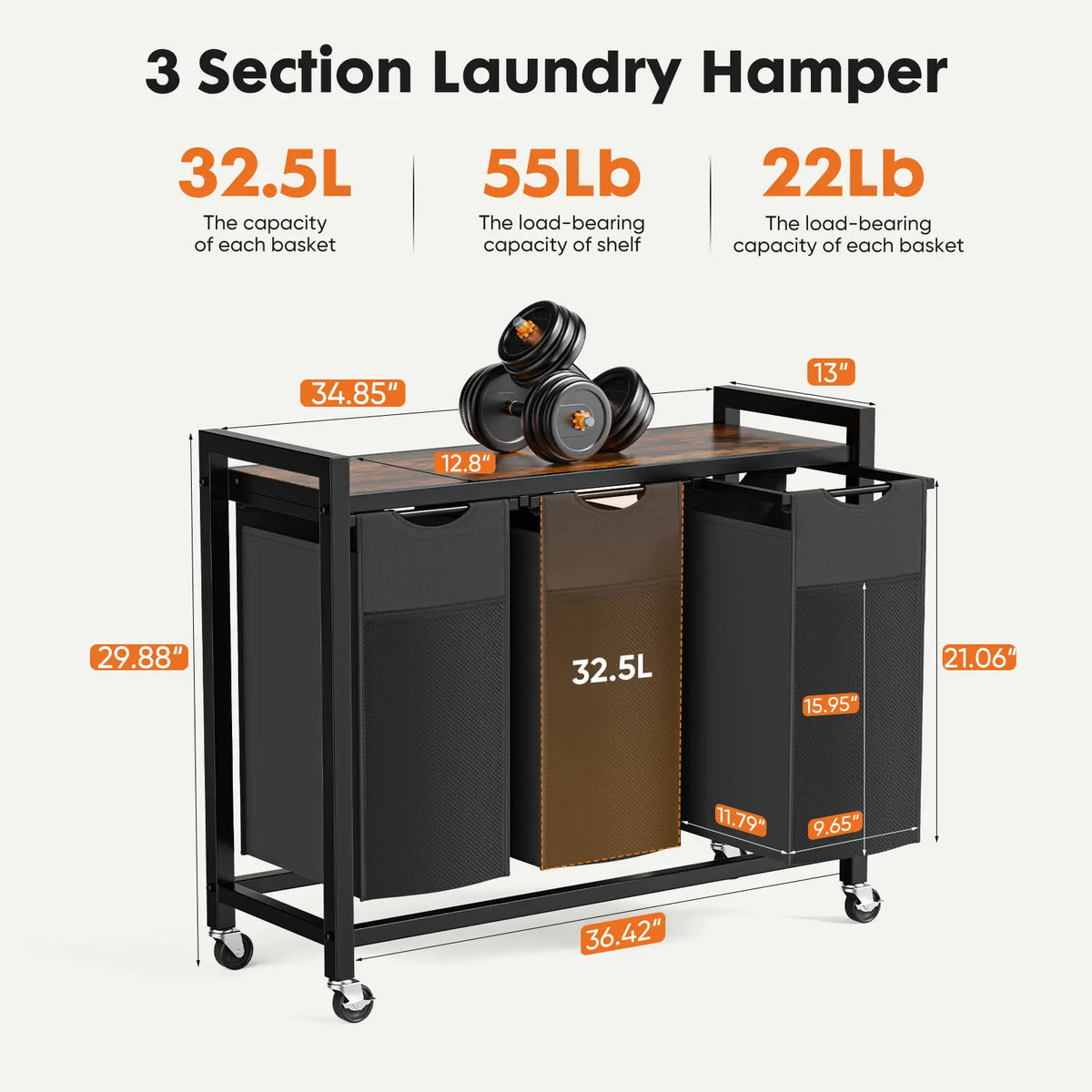 Sweetcrispy Rolling Laundry Hamper – Removable Bag, Freestanding Clothes Organizer with Wheels