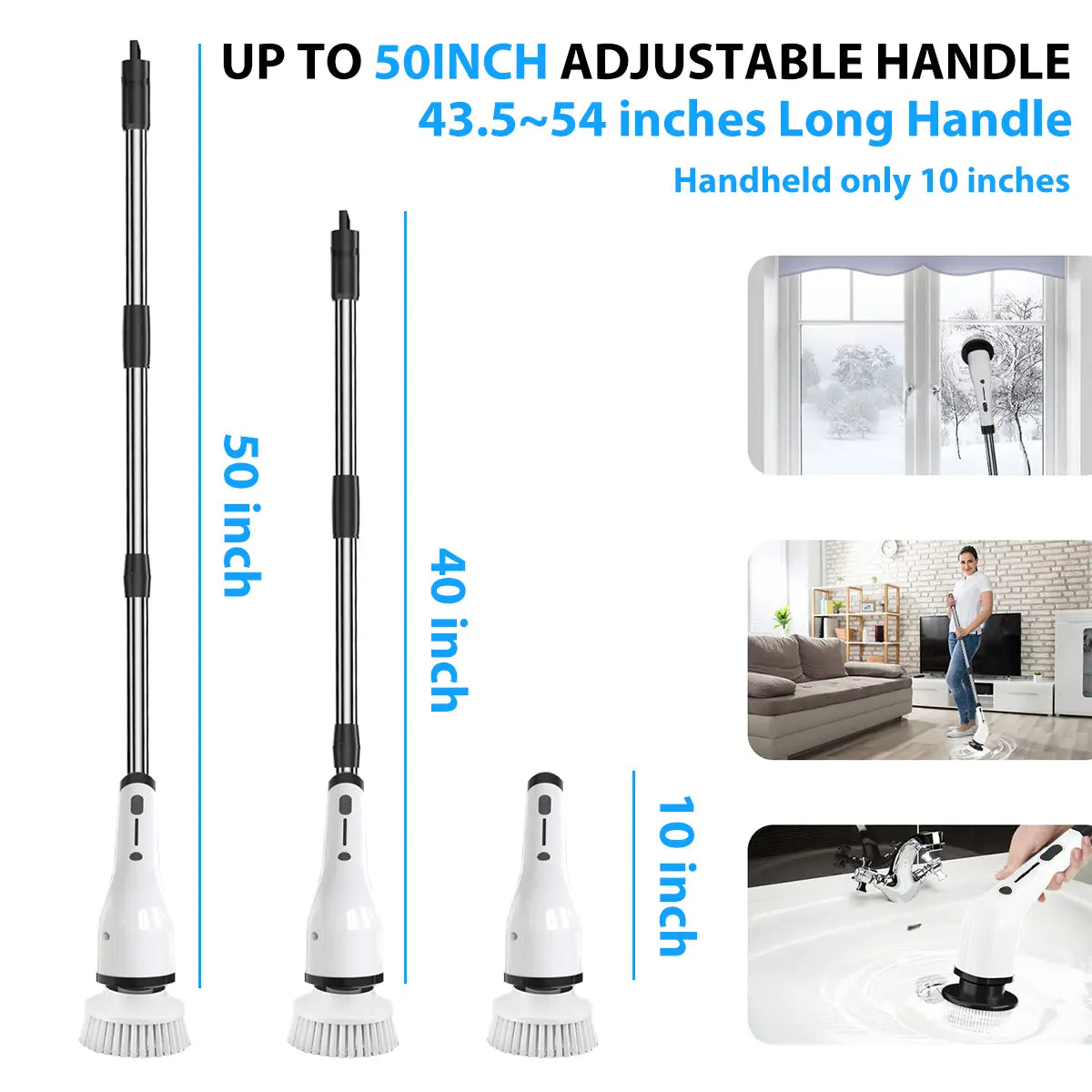 Cordless Electric Spin Scrubber – USB-C Rechargeable, 2-Speed, IPX7 Waterproof & 4 Replaceable Heads