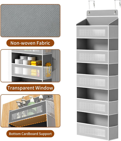 5-Tier Over-the-Door Organizer – 5 Large Baskets & 10 Side Pockets, 44-Lb Storage Capacity, Grey