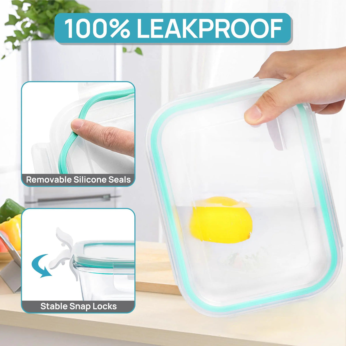 Vtopmart Glass Food Storage Containers – 2/18-Piece Set, Airtight & Leakproof Lids