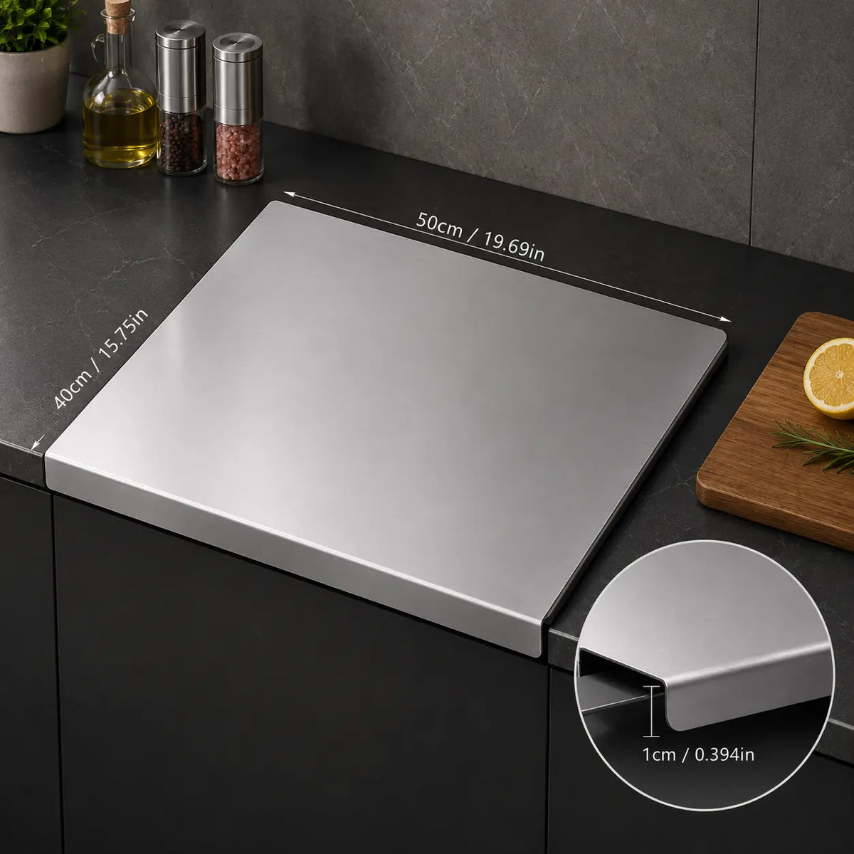 Stainless Steel Chopping Board – Anti-Slip, Mold-Resistant Kitchen Cutting Board