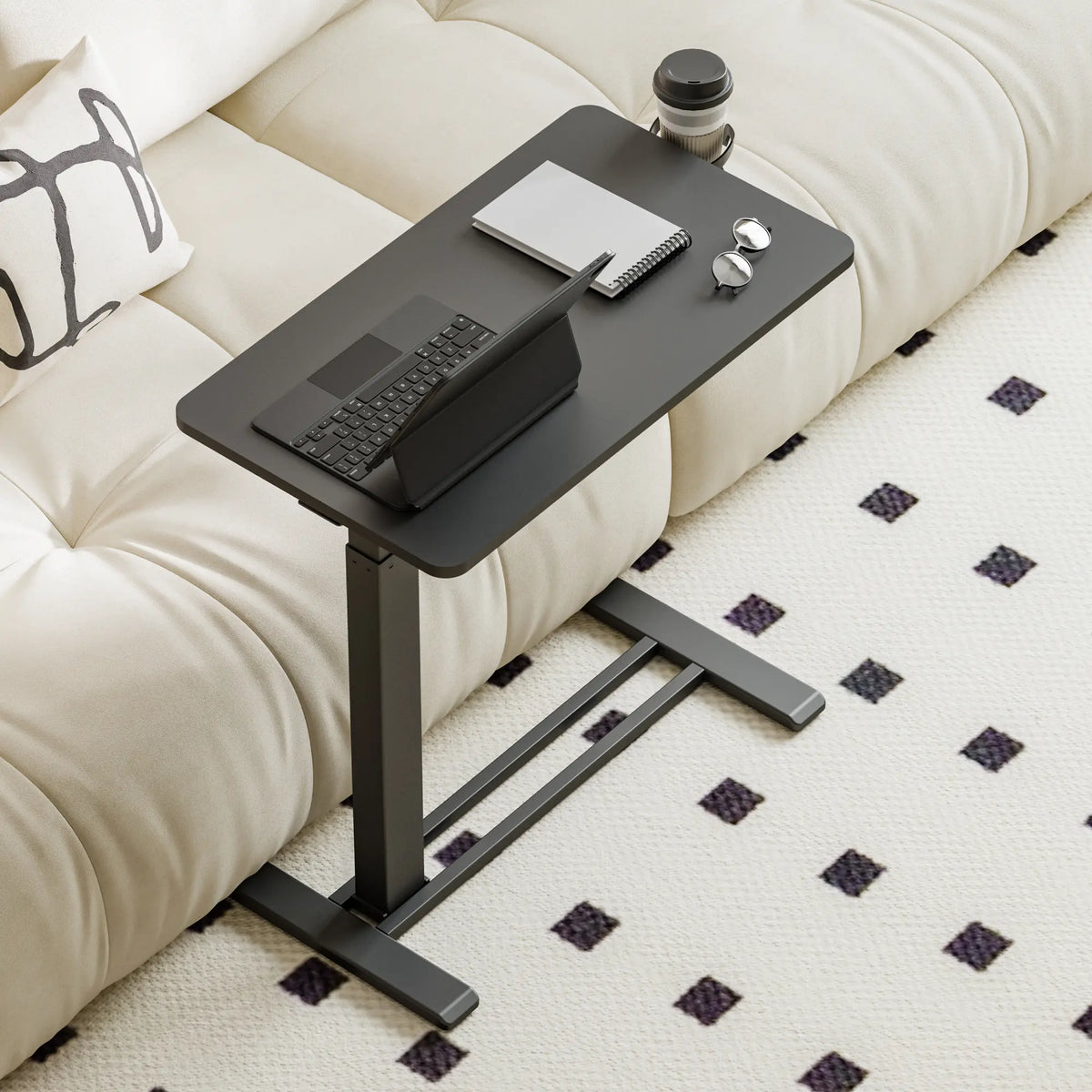 H7 Adjustable Bedside Table with Wheels – Mobile Height-Adjustable Laptop & Work Desk