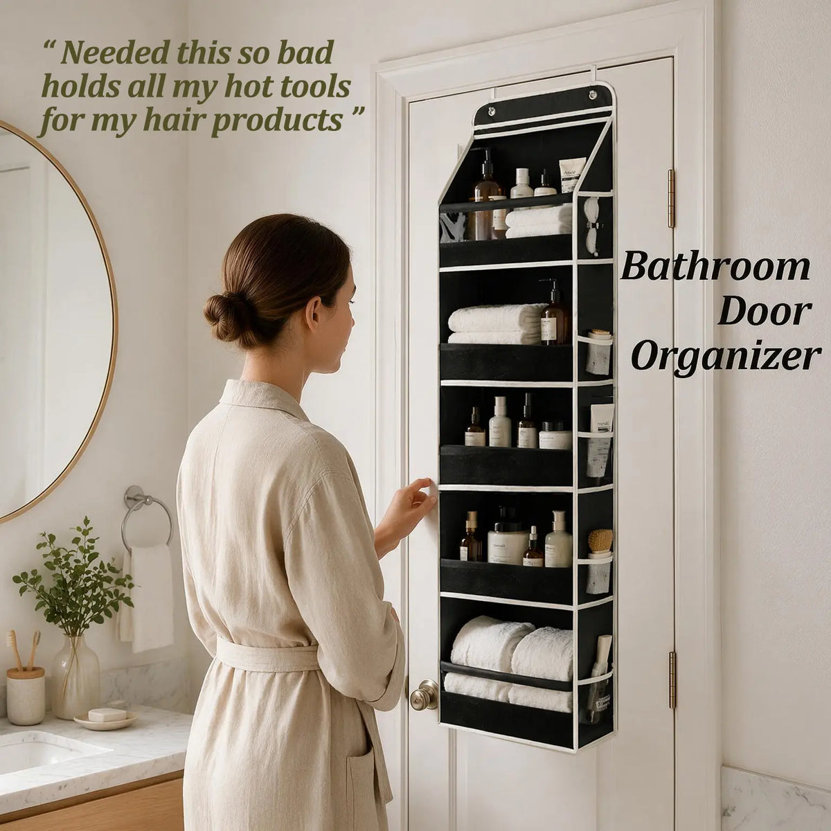 5-Tier Over-the-Door Organizer – 10 Large Pockets, 60-Lb Capacity, Space-Saving Storage