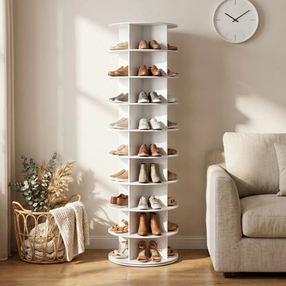 Sweetcrispy 360° Rotating Shoe Rack – Multi-Shelf Vertical Organizer for Shoes & Handbags