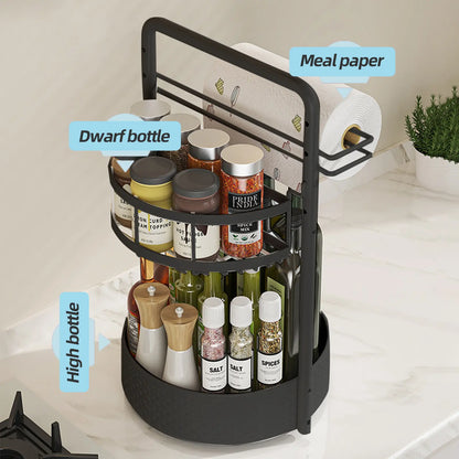 San Dream 2-Tier Rotating Spice Rack – Adjustable Lazy Susan Organizer for Kitchen Countertop & Pantry