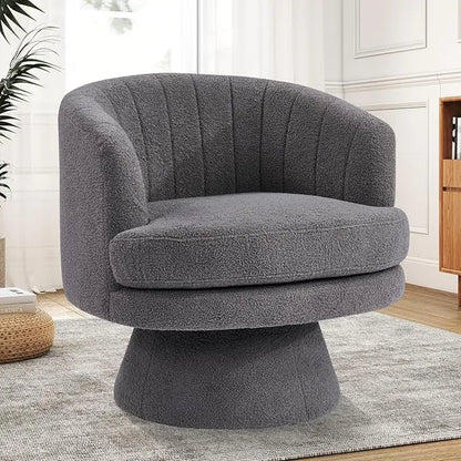 Ebello Lambswool Vanity Chair – 360° Swivel Round Accent Chair