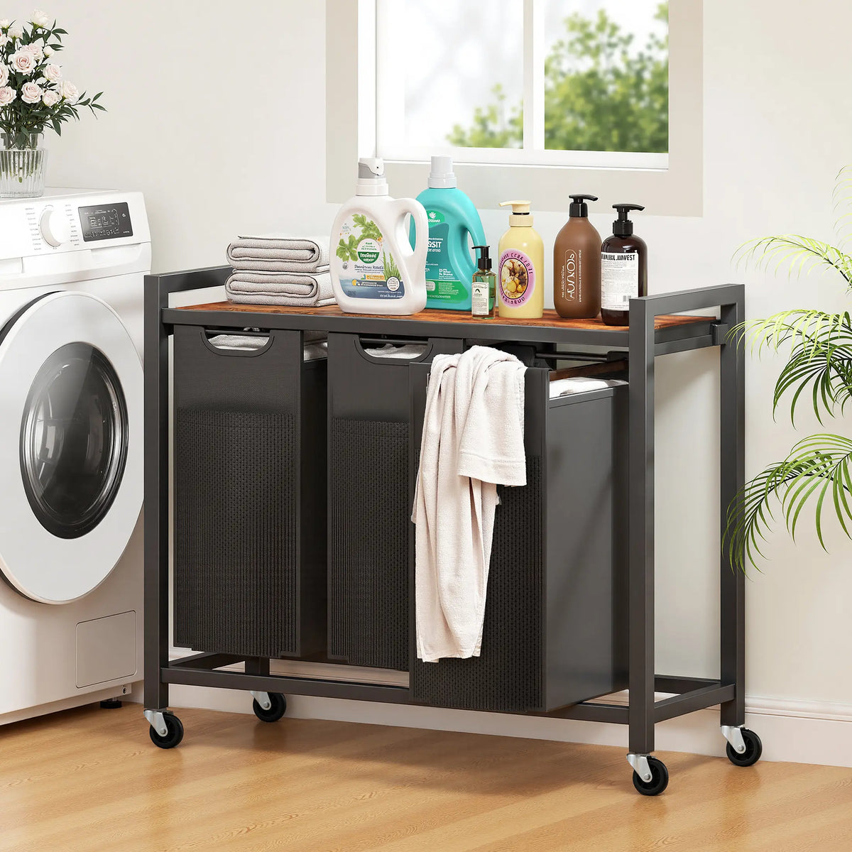 Sweetcrispy Rolling Laundry Hamper – Removable Bag, Freestanding Clothes Organizer with Wheels