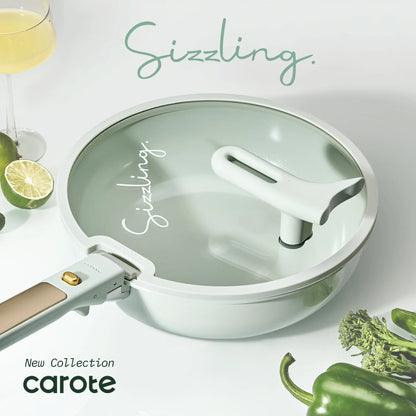 [Official] CAROTE 20-Piece Nonstick Pots & Pans Set – Ceramic Cookware, Detachable Handle & Stand-Up Lids, Multiple Colors