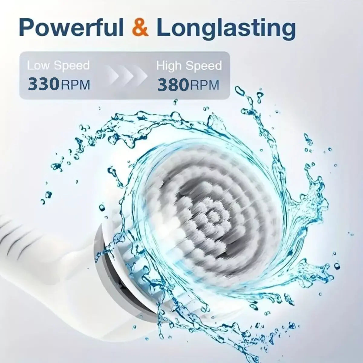 Cordless Electric Spin Scrubber – USB-C Rechargeable, 2-Speed, IPX7 Waterproof & 4 Replaceable Heads