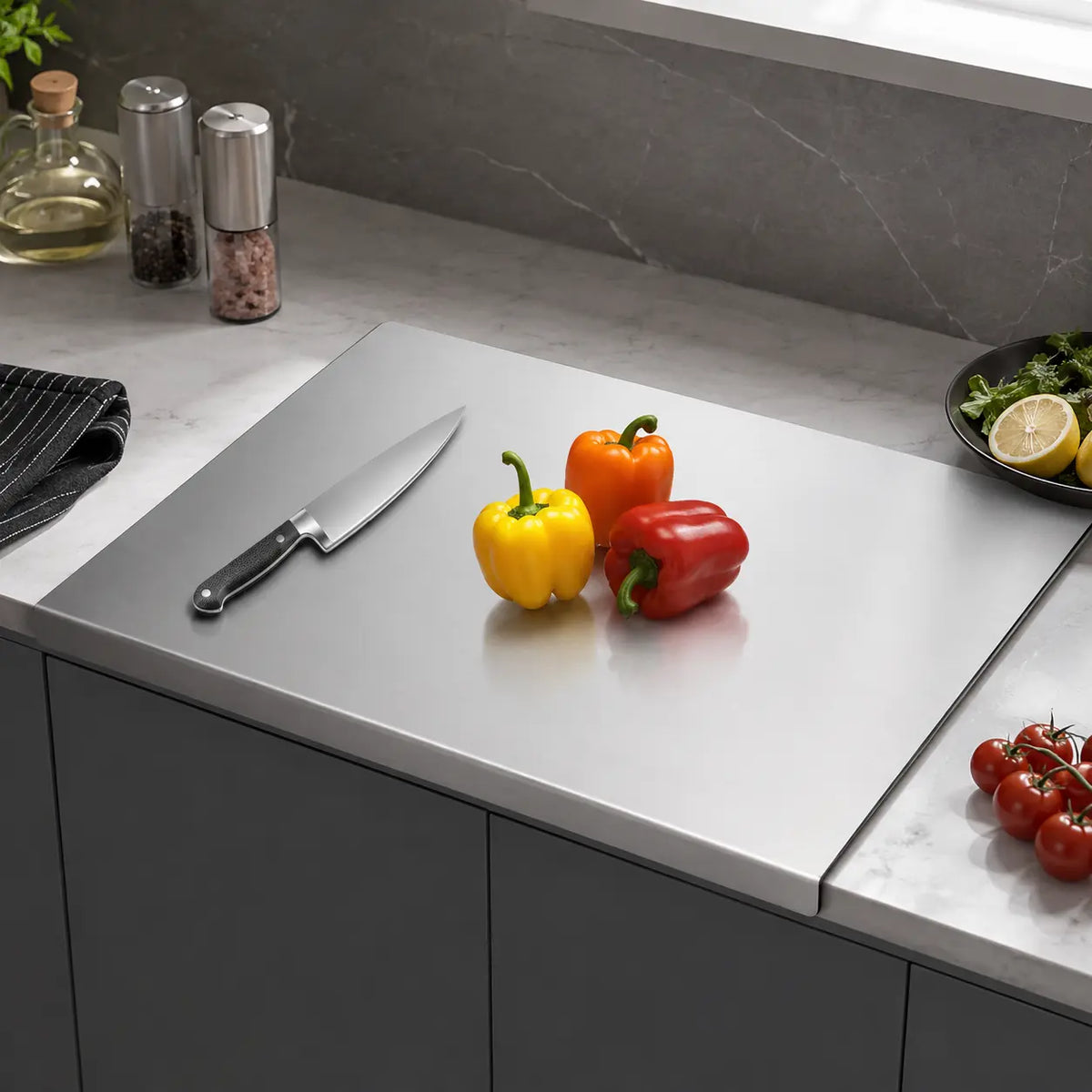 Stainless Steel Chopping Board – Anti-Slip, Mold-Resistant Kitchen Cutting Board
